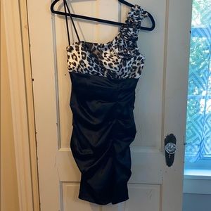 1 strap cheetah print and black cocktail d…